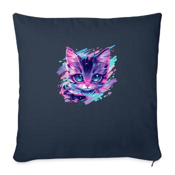 Chat cosmique - Housse de coussin décorative 45 x 45 cm - bleu marine - Devant
