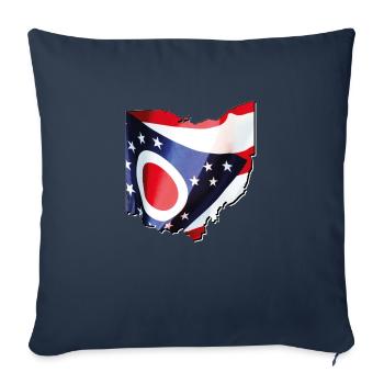 Ohio (États-Unis) | Drapeau réel | Carte des drapeaux - Housse de coussin décorative 45 x 45 cm - bleu marine - Devant