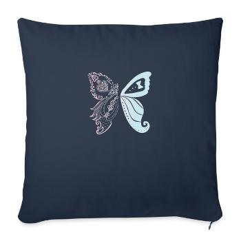 La mariée et le marié comme des papillons - Housse de coussin décorative 45 x 45 cm - bleu marine - Devant