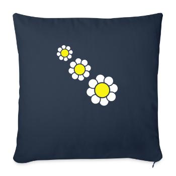 3 Marguerites Blanches Fleurs Printemps Eté Jolie - Housse de coussin décorative 45 x 45 cm - bleu marine - Devant