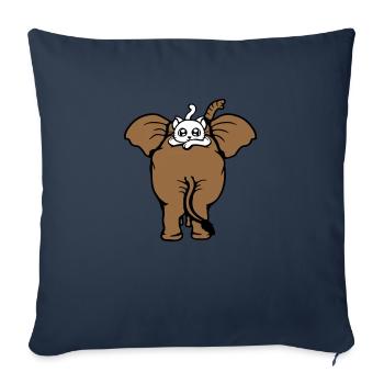 Cat Elephant Walking Team Lying Up 2 Friends Cute - Sofa pillowcase 17,3'' x 17,3'' (45 x 45 cm) - navy - Front