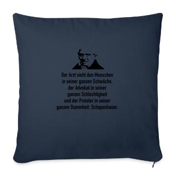 Schopenhauer: Der Arzt sieht den Menschen in sein - Sofakissenbezug 45 x 45 cm - Navy - Vorne