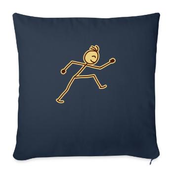 walking_stick_figure_2c - Sofa pillowcase 17,3'' x 17,3'' (45 x 45 cm) - navy - Front