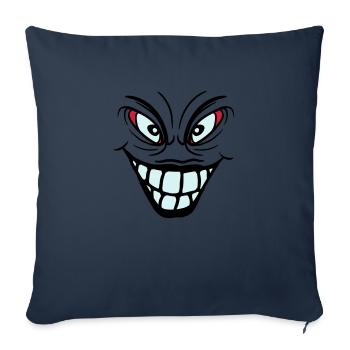 psychopathe fou clown joker sourire bouche - Housse de coussin décorative 45 x 45 cm - bleu marine - Devant
