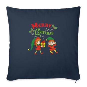 Noël Elf Elf Noël Noël Noël - Housse de coussin décorative 45 x 45 cm - bleu marine - Devant