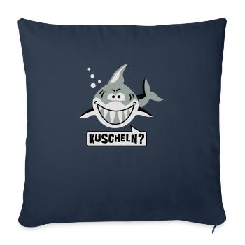 Kuschel Hai - Free Hugs - Gratis Umarmung - 3C - Sofakissenbezug 45 x 45 cm - Navy - Vorne