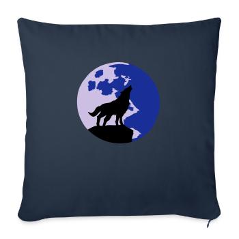 wolf and full moon - Housse de coussin décorative 45 x 45 cm - bleu marine - Devant