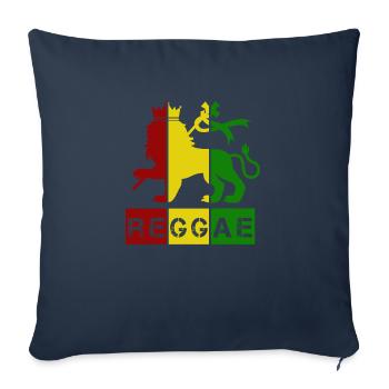 Lion of judah - Reggae - Rouge Jaune Vert - Housse de coussin décorative 45 x 45 cm - bleu marine - Devant