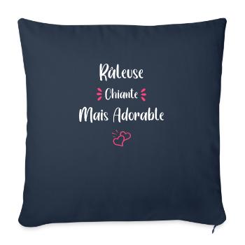 Je suis râleuse chiante mais adorable - Housse de coussin décorative 45 x 45 cm - bleu marine - Devant