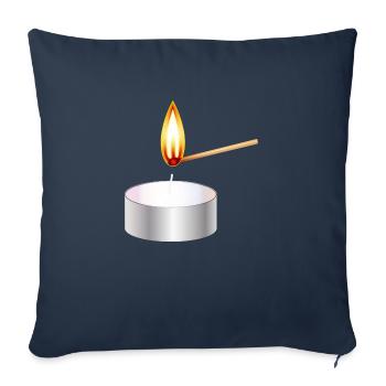 light a small tea light with match - Sofa pillowcase 17,3'' x 17,3'' (45 x 45 cm) - navy - Front