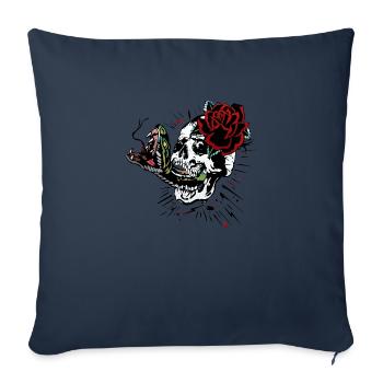 pink head of death flower skull snake cobra tattoo - Sofa pillowcase 17,3'' x 17,3'' (45 x 45 cm) - navy - Front