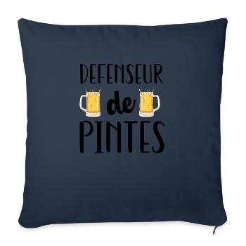 Défenseur de pintes cadeau humour football - Housse de coussin décorative 45 x 45 cm - bleu marine - Devant