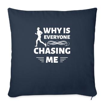 Course de marathon - Housse de coussin décorative 45 x 45 cm - bleu marine - Devant