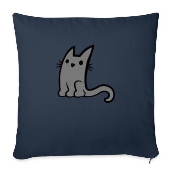 Mignon petit chat gris - Housse de coussin décorative 45 x 45 cm - bleu marine - Devant