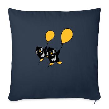 2 balloon penguins flying - Sofa pillowcase 17,3'' x 17,3'' (45 x 45 cm) - navy - Front