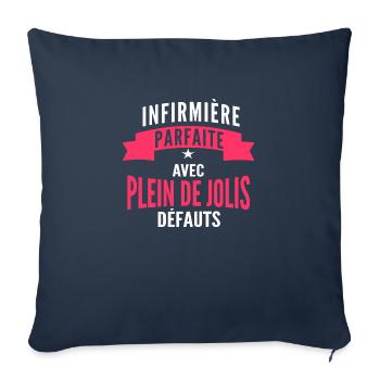 infirmière parfaite / humour infirmière - Housse de coussin décorative 45 x 45 cm - bleu marine - Devant