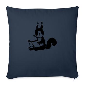 Squirrel Reads Book Illustration Gift - Sofa pillowcase 17,3'' x 17,3'' (45 x 45 cm) - navy - Front