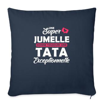 super jumelle - tata exceptionnelle / future tata - Housse de coussin décorative 45 x 45 cm - bleu marine - Devant