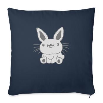 Petit lapin kawaii assis - Housse de coussin décorative 45 x 45 cm - bleu marine - Devant