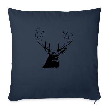Deer Head in Autumn Deer Antlers Goat Deer Vector - Sofa pillowcase 17,3'' x 17,3'' (45 x 45 cm) - navy - Front