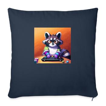 Racoon jouant à des jeux informatiques - Housse de coussin décorative 45 x 45 cm - bleu marine - Devant