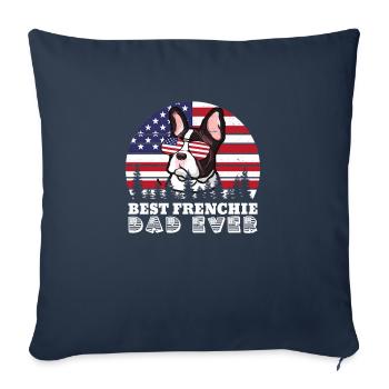 Meilleur papa Frenchie de tous les temps Français Bulldog Papa - Housse de coussin décorative 45 x 45 cm - bleu marine - Devant