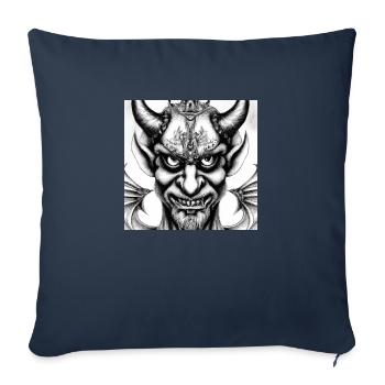 Visage du diable - Housse de coussin décorative 45 x 45 cm - bleu marine - Devant