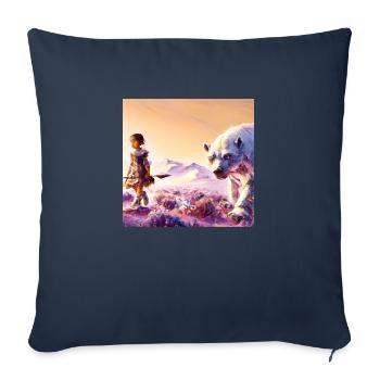 Warrior girl walking next to a polar bear - Sofa pillowcase 17,3'' x 17,3'' (45 x 45 cm) - navy - Front