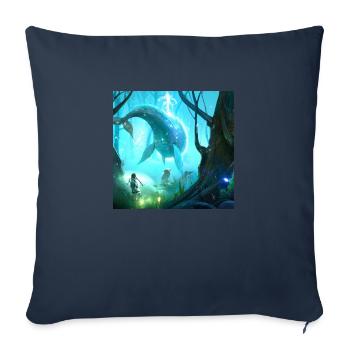 Baleine volante dans une forêt magique - Housse de coussin décorative 45 x 45 cm - bleu marine - Devant