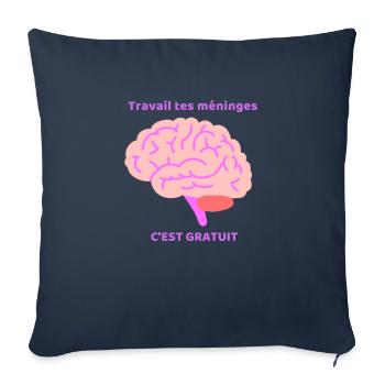 travail tes meninges - Housse de coussin décorative 45 x 45 cm - bleu marine - Devant