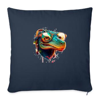 Summer Sun Hawaiian Crocodile with Styling Glasses - Sofa pillowcase 17,3'' x 17,3'' (45 x 45 cm) - navy - Front