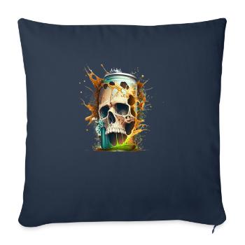 ´Totenkopf explodiert aus Bierdose - Sofakissenbezug 45 x 45 cm - Navy - Vorne