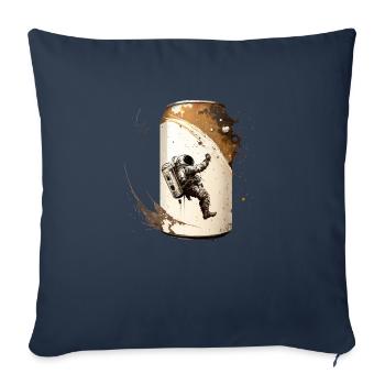 Astronaute avec de la bière dans une canette de bière - Housse de coussin décorative 45 x 45 cm - bleu marine - Devant