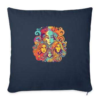 Les années 70 - Housse de coussin décorative 45 x 45 cm - bleu marine - Devant