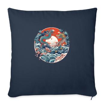 Folklore chinois - Housse de coussin décorative 45 x 45 cm - bleu marine - Devant
