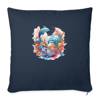 Dolphins - Sofa pillowcase 17,3'' x 17,3'' (45 x 45 cm) - navy - Front