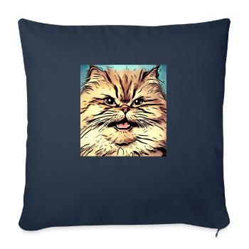 Chat persan Negan dans le style comique - Housse de coussin décorative 45 x 45 cm - bleu marine - Devant
