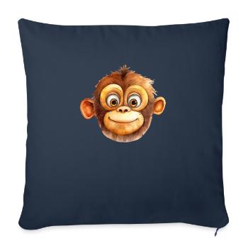 Monkey Drawing Watercolor - Sofa pillowcase 17,3'' x 17,3'' (45 x 45 cm) - navy - Front