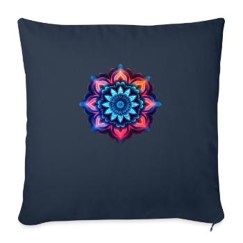 Mandala Fleur Colorée Néons - Housse de coussin décorative 45 x 45 cm - bleu marine - Devant