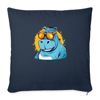 Bob the hippopotamus - Sofa pillowcase 17,3'' x 17,3'' (45 x 45 cm) - navy - Front