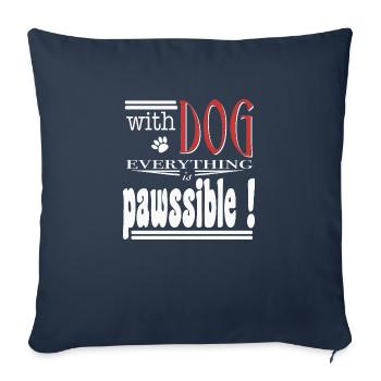 Avec le chien, tout est pawssible - Housse de coussin décorative 45 x 45 cm - bleu marine - Devant