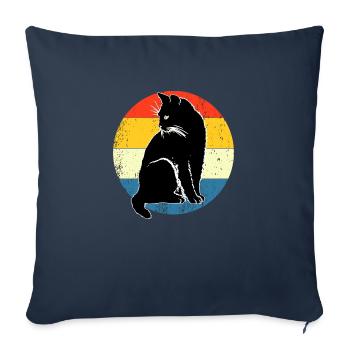 Retro Vintage Cute Cat Sunset Design - Sofa pillowcase 17,3'' x 17,3'' (45 x 45 cm) - navy - Front