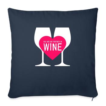 Partenaire dans le vin - Housse de coussin décorative 45 x 45 cm - bleu marine - Devant
