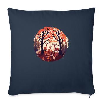 A Deer Family (Fall Collection #8) - Sofa pillowcase 17,3'' x 17,3'' (45 x 45 cm) - navy - Front
