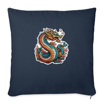 dragon asiatique - japon - chinois - Housse de coussin décorative 45 x 45 cm - bleu marine - Devant