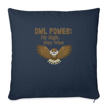 Puissance de hibou : Volez haut, restez sage oiseau nocturne proche - Housse de coussin décorative 45 x 45 cm - bleu marine - Devant