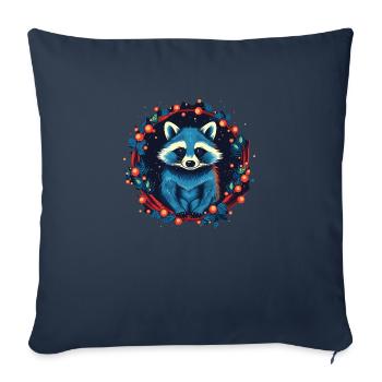 Racoon avec des ratons laveurs Xmas Elements - Housse de coussin décorative 45 x 45 cm - bleu marine - Devant