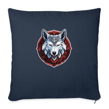 loup tatouage - Housse de coussin décorative 45 x 45 cm - bleu marine - Devant