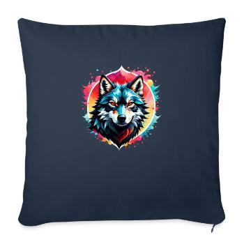 loup tatouage - Housse de coussin décorative 45 x 45 cm - bleu marine - Devant