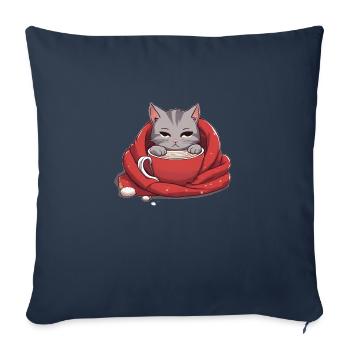Chat adorable - Housse de coussin décorative 45 x 45 cm - bleu marine - Devant